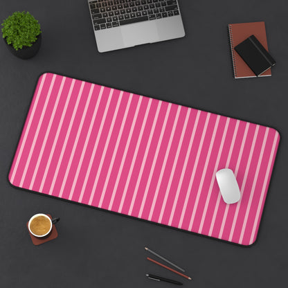 Pink Striped Desk Mat for Creative Workspaces