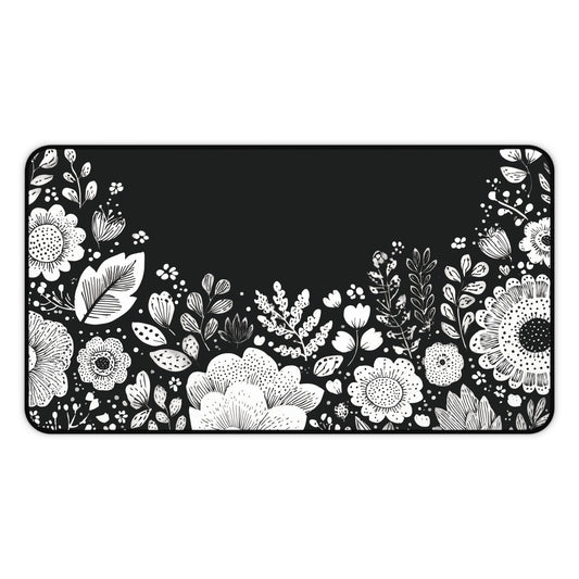 Black And White Desk Mat: Dark Cottagecore Desk Pad