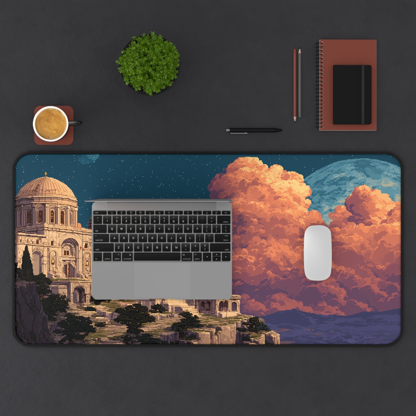 Ancient City Desk Mat Pixel Art Aesthetic