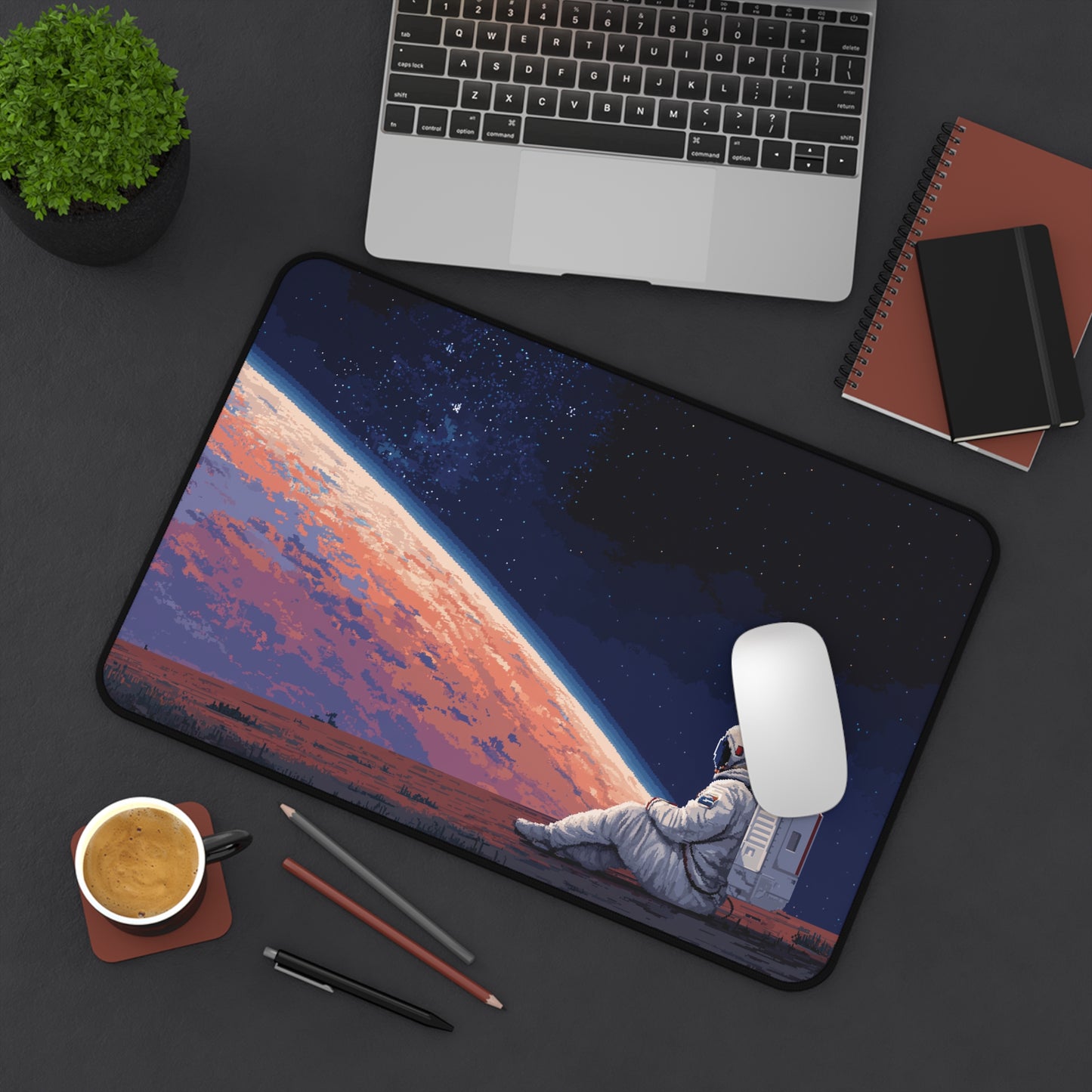 Astronaut Desk Pad: Pixel Art Aesthetic Large Mouse Pad