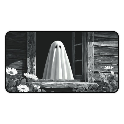 Black and White Ghost Desk Mat for Halloween Office Decor