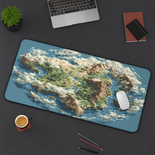 Fantasy World Map Desk Mat: Pixel Art Map Mouse Pad