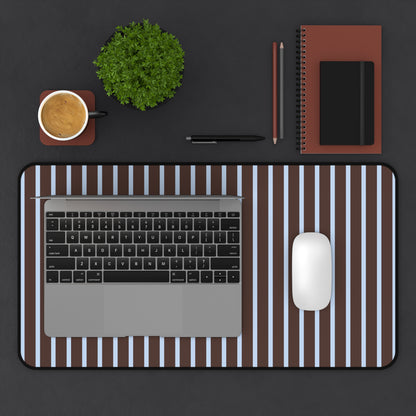 Striped Brown & Blue Desk Mat — Modern Minimalist Mousepad