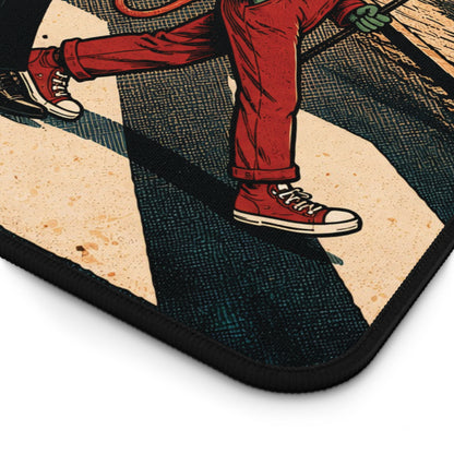 Halloween Monster Crosswalk Desk Mat: Retro Halftone Parade
