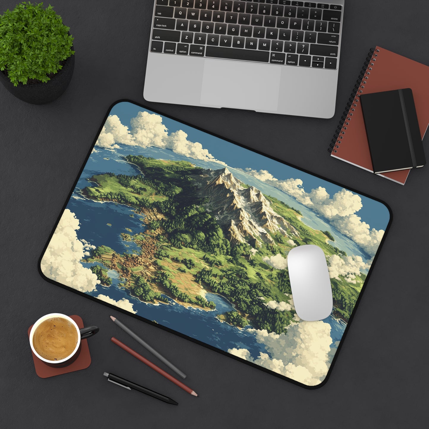Fantasy World Map Desk Mat: Pixel Art Mouse Pad