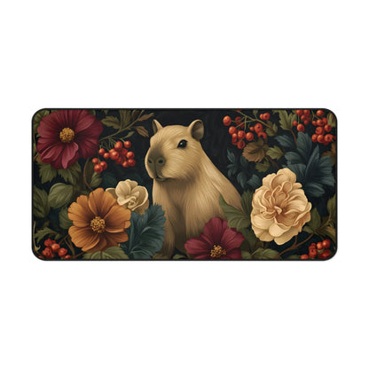 Vintage Capybara Floral Desk Mat