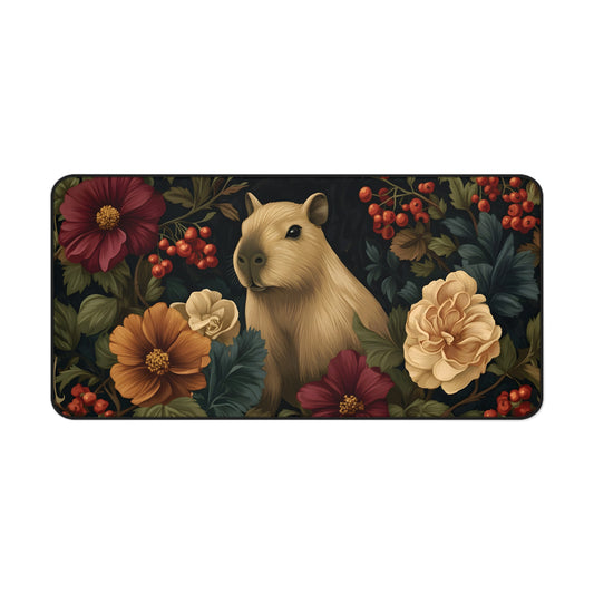 Vintage Capybara Floral Desk Mat