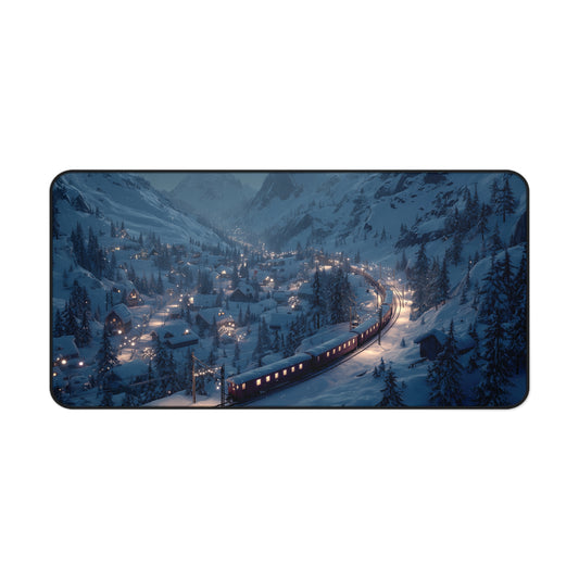 Christmas Train Desk Mat, Large Winter Mouse Pad