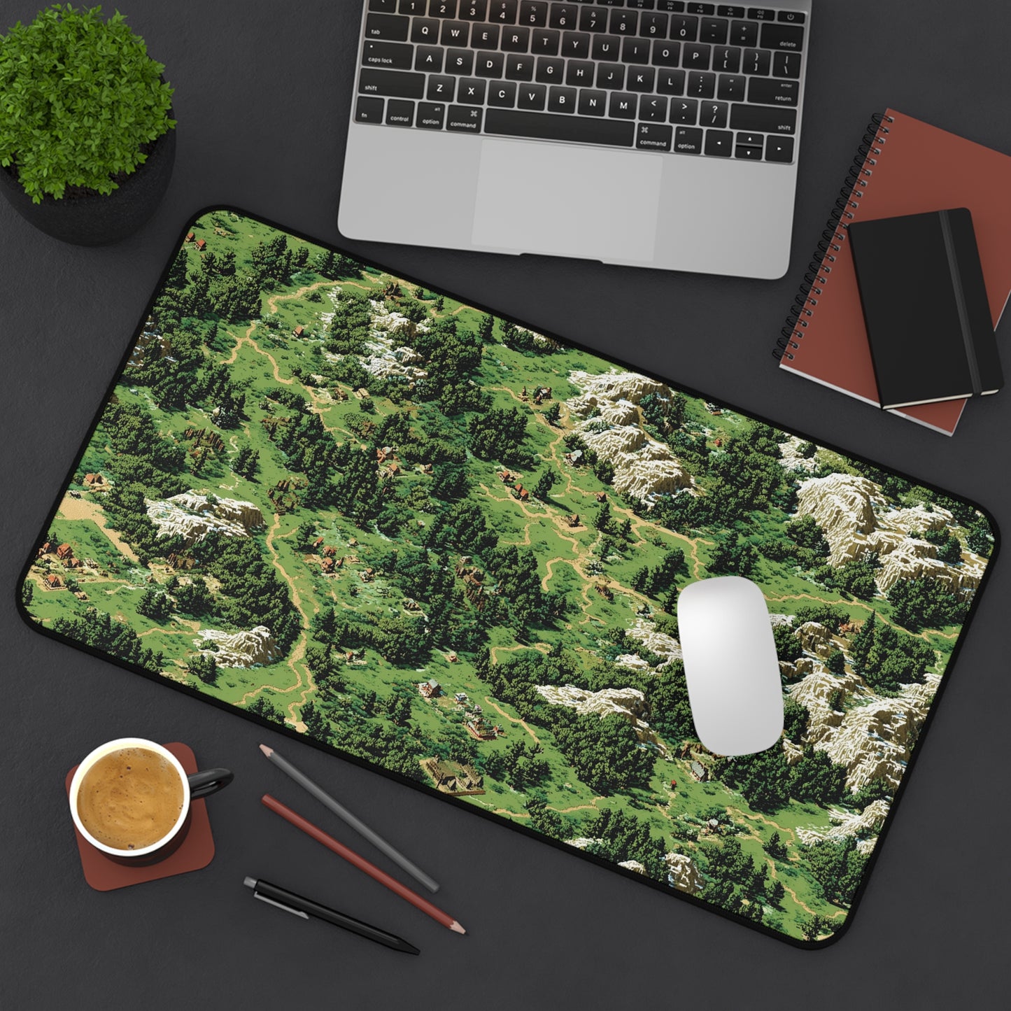 Pixel Art Fantasy Map Desk Pad: Retro RPG Keyboard Mat