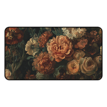 Artistic Floral Desk Mat, Vintage Rococo Flowers Mouse Pad, Elegant Desk Decor