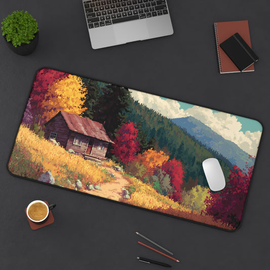 Pixel Art Desk Mat: Fall Landscape Mouse Pad