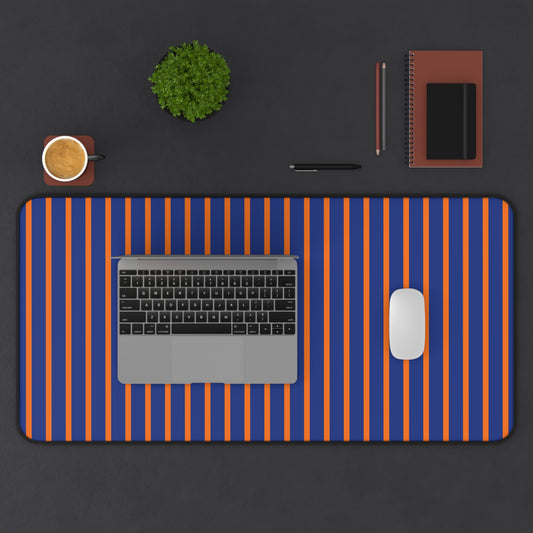 Blue & Orange Striped Desk Mat
