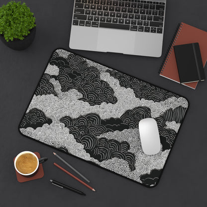Zen Clouds Desk Mat: Black & White Mouse Pad