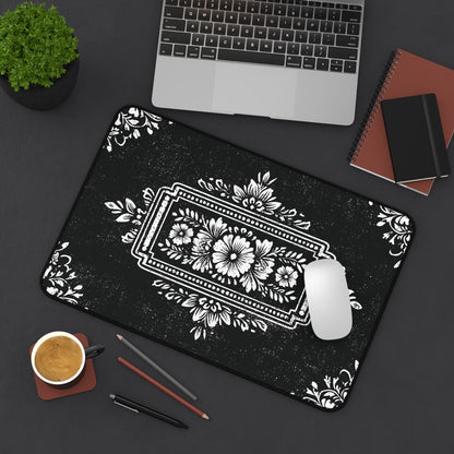 Victorian Desk Mat: Black & White Vintage Mouse Pad