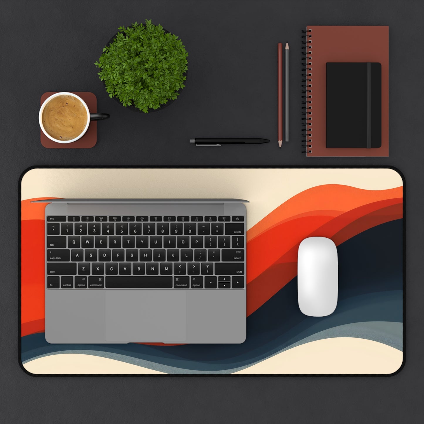 Abstract Sunset Desk Mat — Retro Wave Mousepad