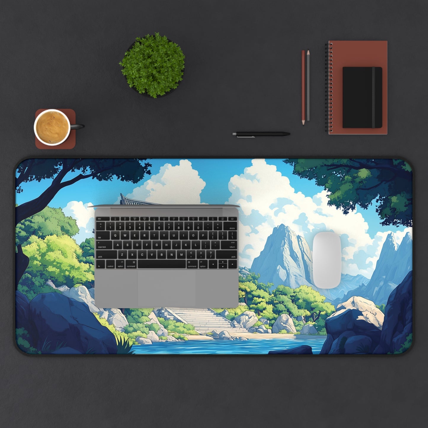 Japanese Temple Mouse Pad XL, Anime Style Desk Mat