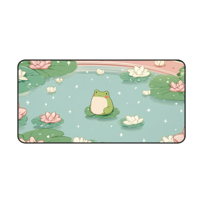 Cute Frog Gaming Mousepad Kawaii, Pastel Green Gamer Desk Pad