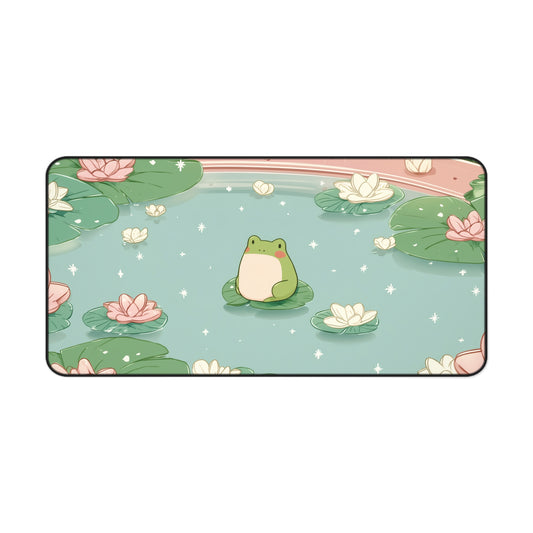Cute Frog Gaming Mousepad Kawaii, Pastel Green Gamer Desk Pad