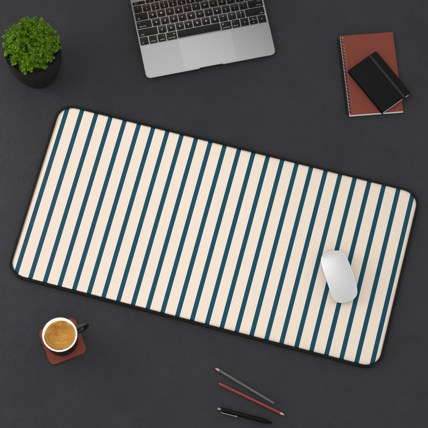 Deep Teal & Warm Beige Desk Mat