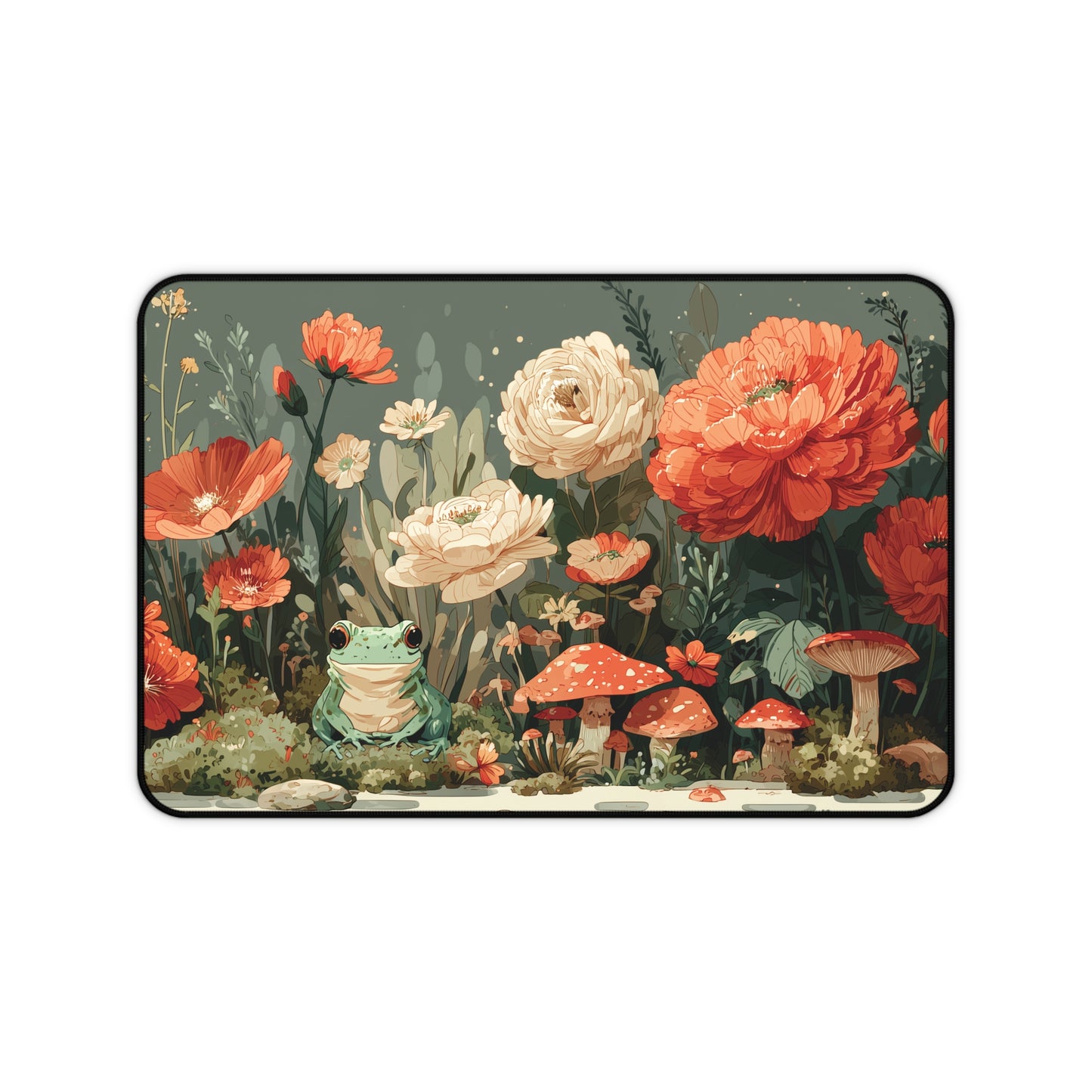 Whimsical Frog and Mushroom Desk Mat XL