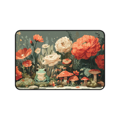 Whimsical Frog and Mushroom Desk Mat XL
