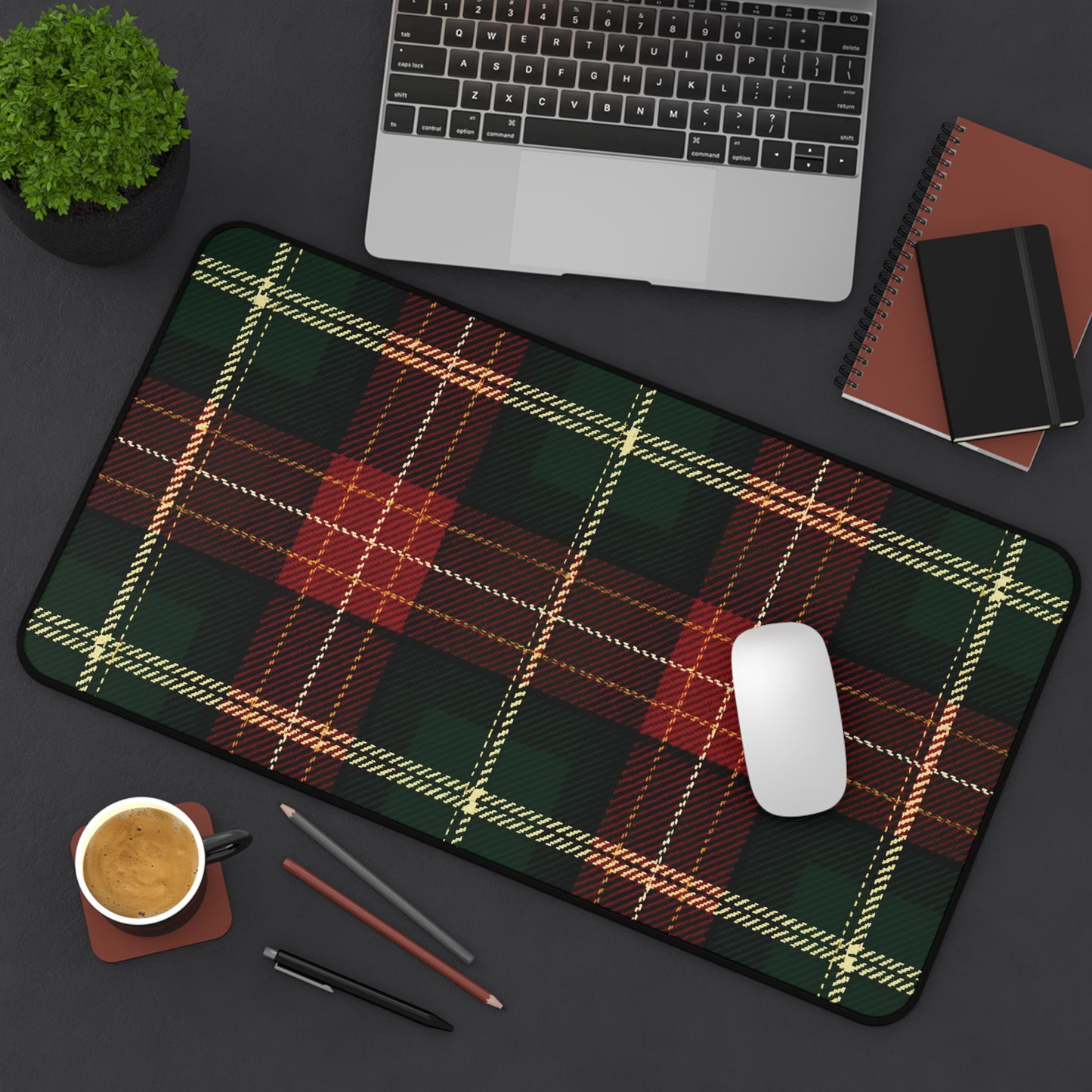 Plaid Desk Mat: Cozy Red & Green Tartan Mousepad