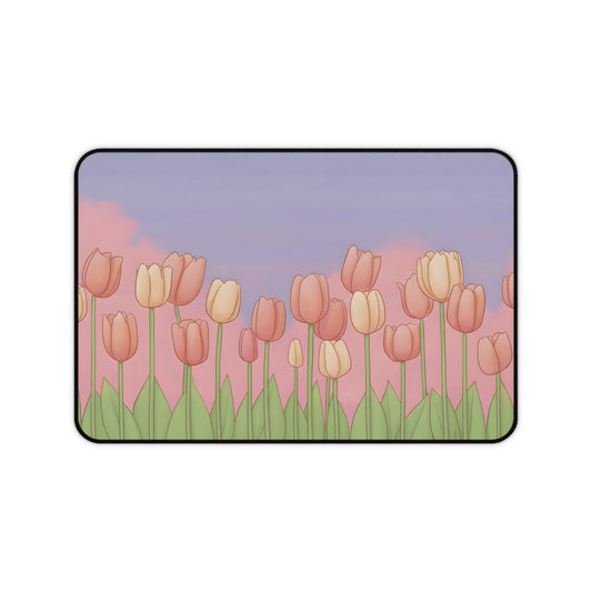 Tulip Mouse Pad Kawaii Gaming Desk Mat XL Floral Cartoon Mousepad Pastel Pink Gamer Gift Flowers Lover Computer Keyboard Mat Desk Decor