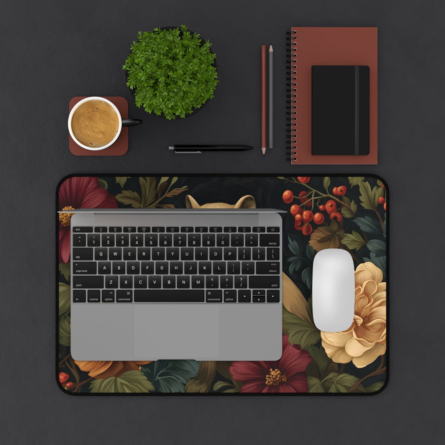 Vintage Capybara Floral Desk Mat