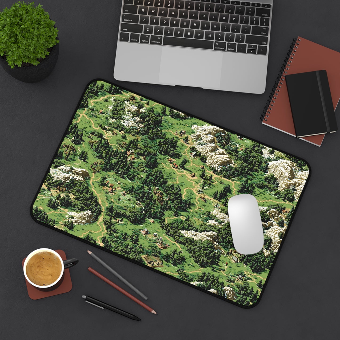 Pixel Art Fantasy Map Desk Pad: Retro RPG Keyboard Mat