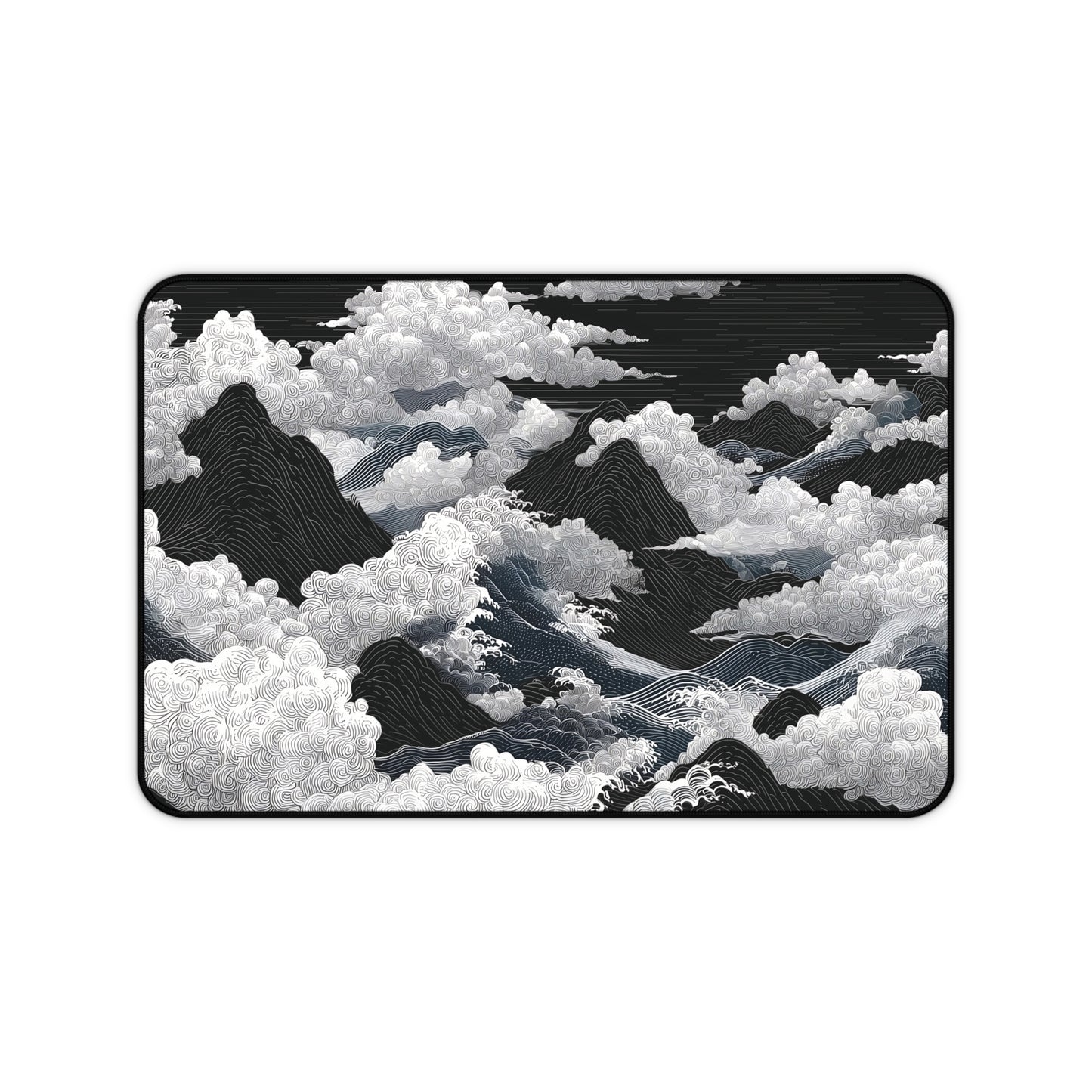Black & White Mountain Clouds Desk Mat