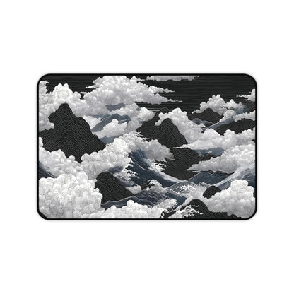 Black & White Mountain Clouds Desk Mat