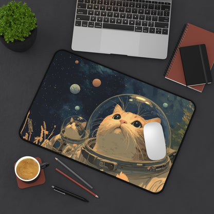 Funny Astronaut Cats Desk Mat for Gaming & Office Decor