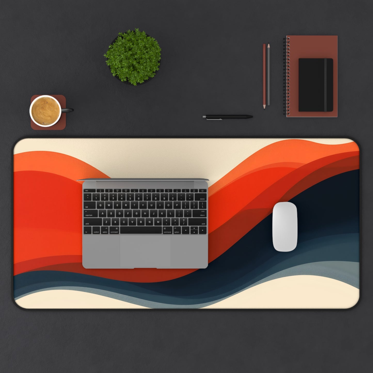 Abstract Sunset Desk Mat — Retro Wave Mousepad