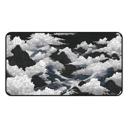 Black & White Mountain Clouds Desk Mat