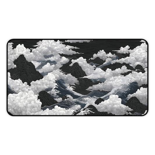 Black & White Mountain Clouds Desk Mat