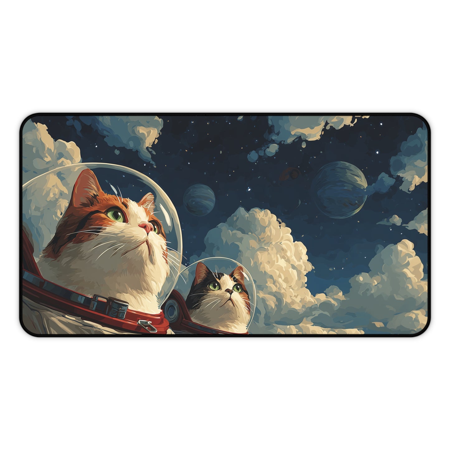 Astronaut Cats Desk Mat, Cat Lover Keyboard Mat