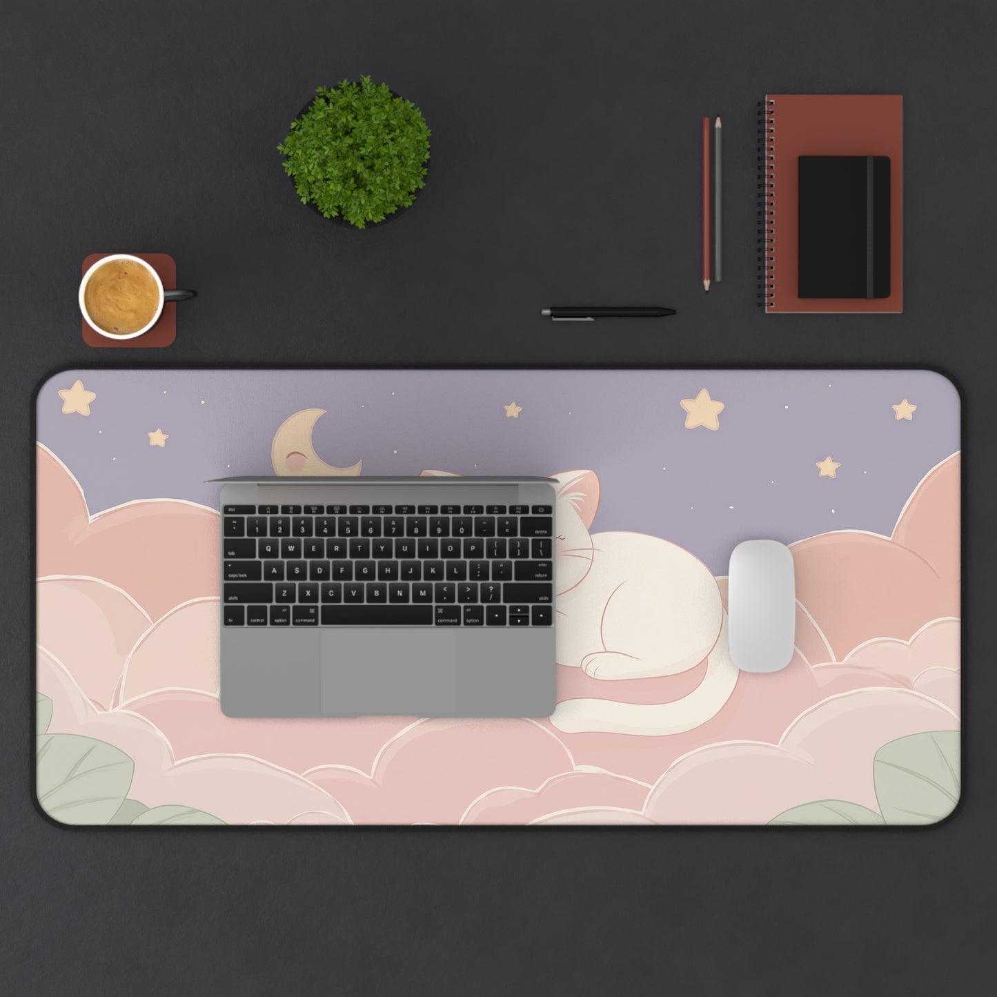 Dreamy Cat Mouse Pad, Kawaii Gaming Desk Mat XL