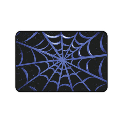 Blurple Spider Web Desk Mat, Halloween Aesthetic Mouse Pad