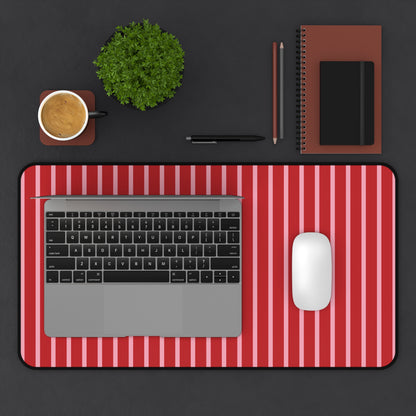 Red and Pink Striped Desk Mat — Large Modern Mousepad