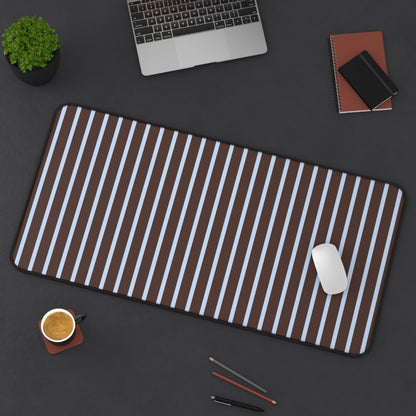 Striped Brown & Blue Desk Mat — Modern Minimalist Mousepad
