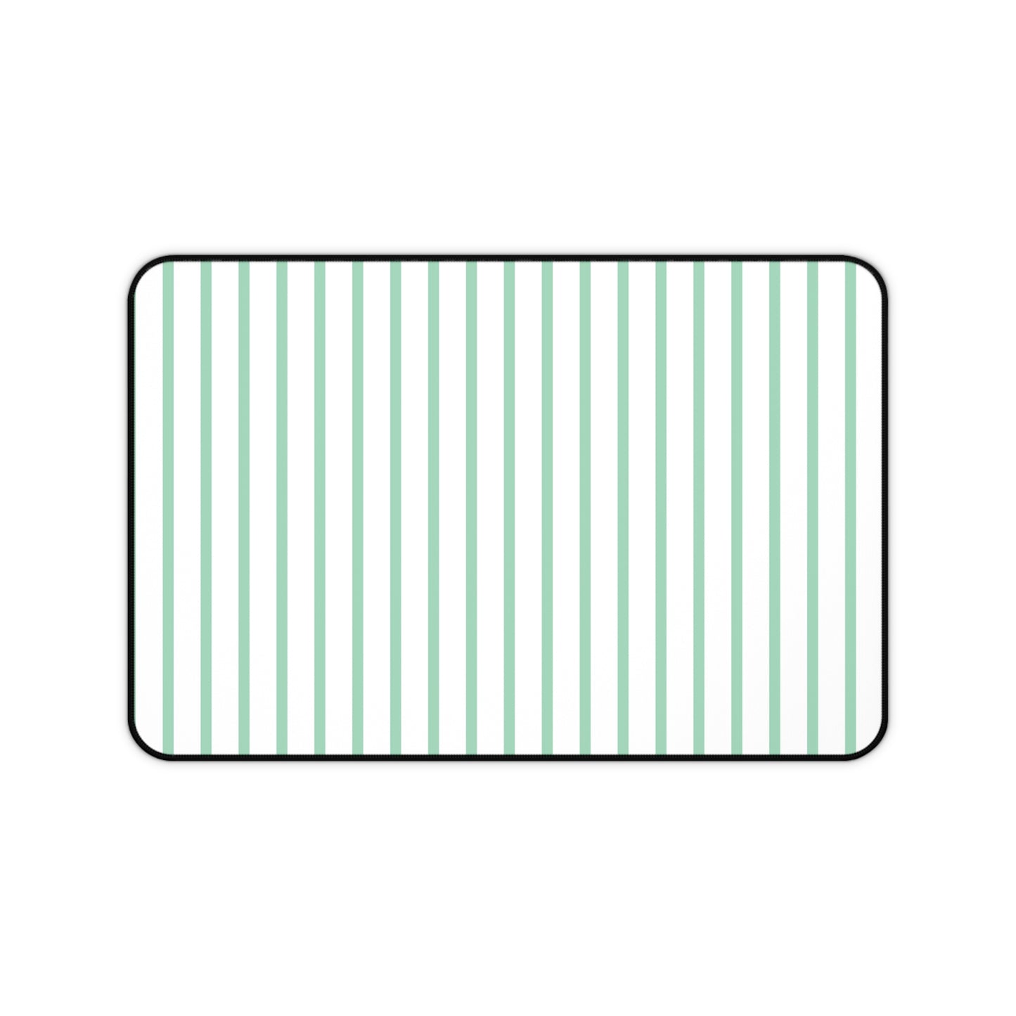 White and Mint Green Striped Desk Mat