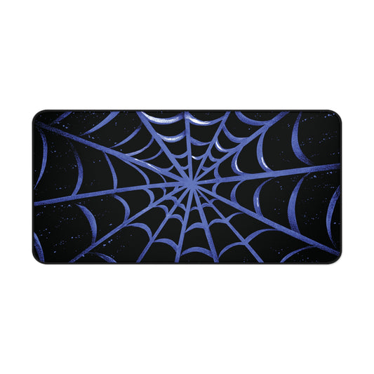 Blurple Spider Web Desk Mat, Halloween Aesthetic Mouse Pad