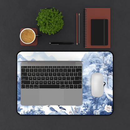 Blue Landscape Desk Mat Chinoiserie Aesthetic