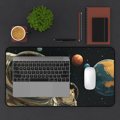 Astronaut Cats Desk Mat, Large Funny Space Gaming Mat