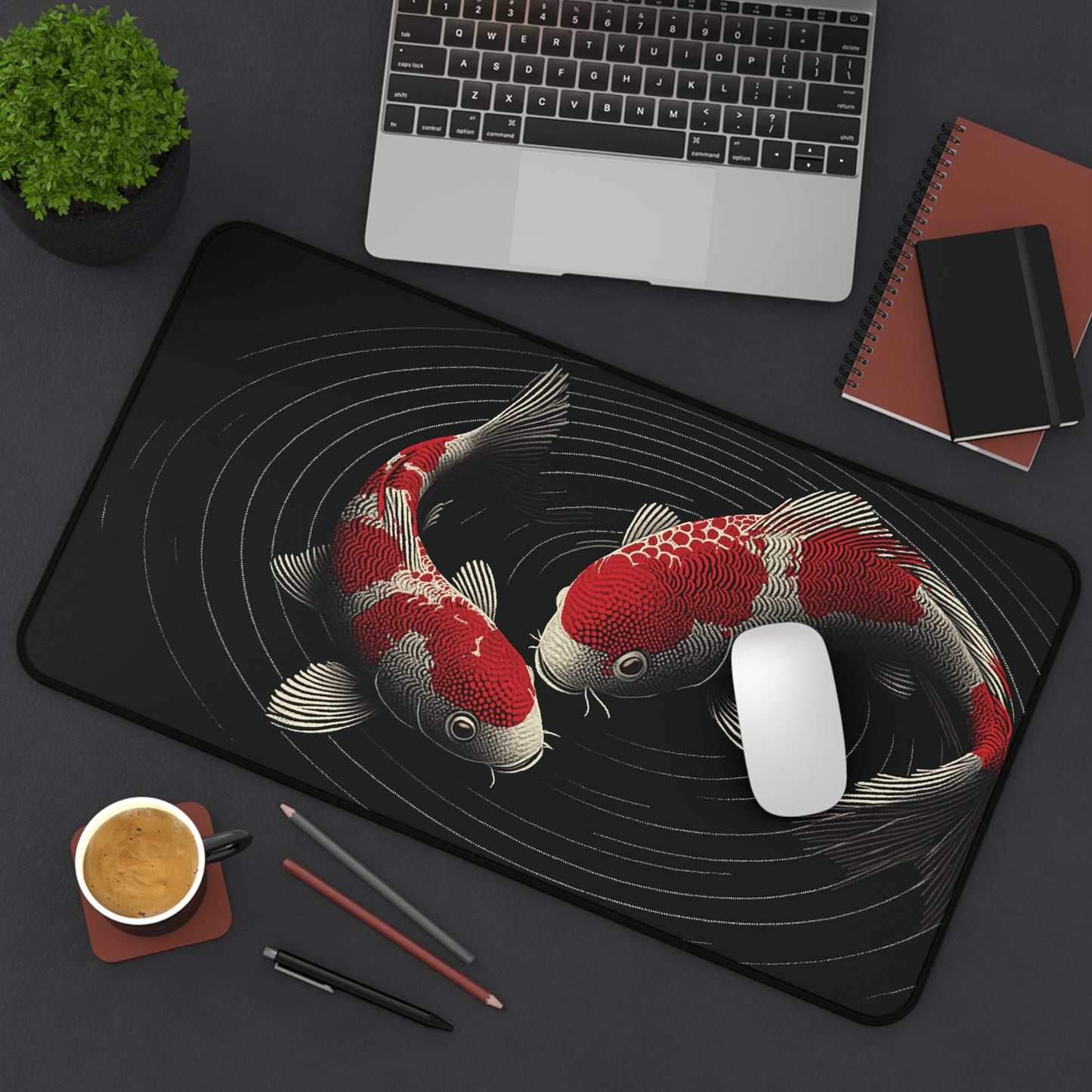 Koi Fish Desk Mat: Japanese Aesthetic Gaming Mouse Pad