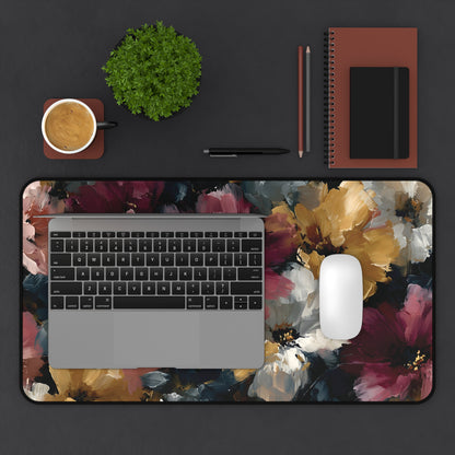 Floral Oil-Paint Desk Mat: Vintage Bloom Mouse Pad