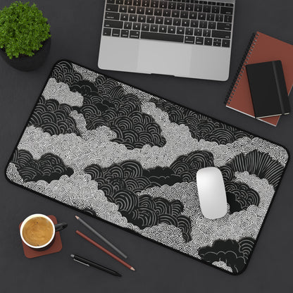 Zen Clouds Desk Mat: Black & White Mouse Pad