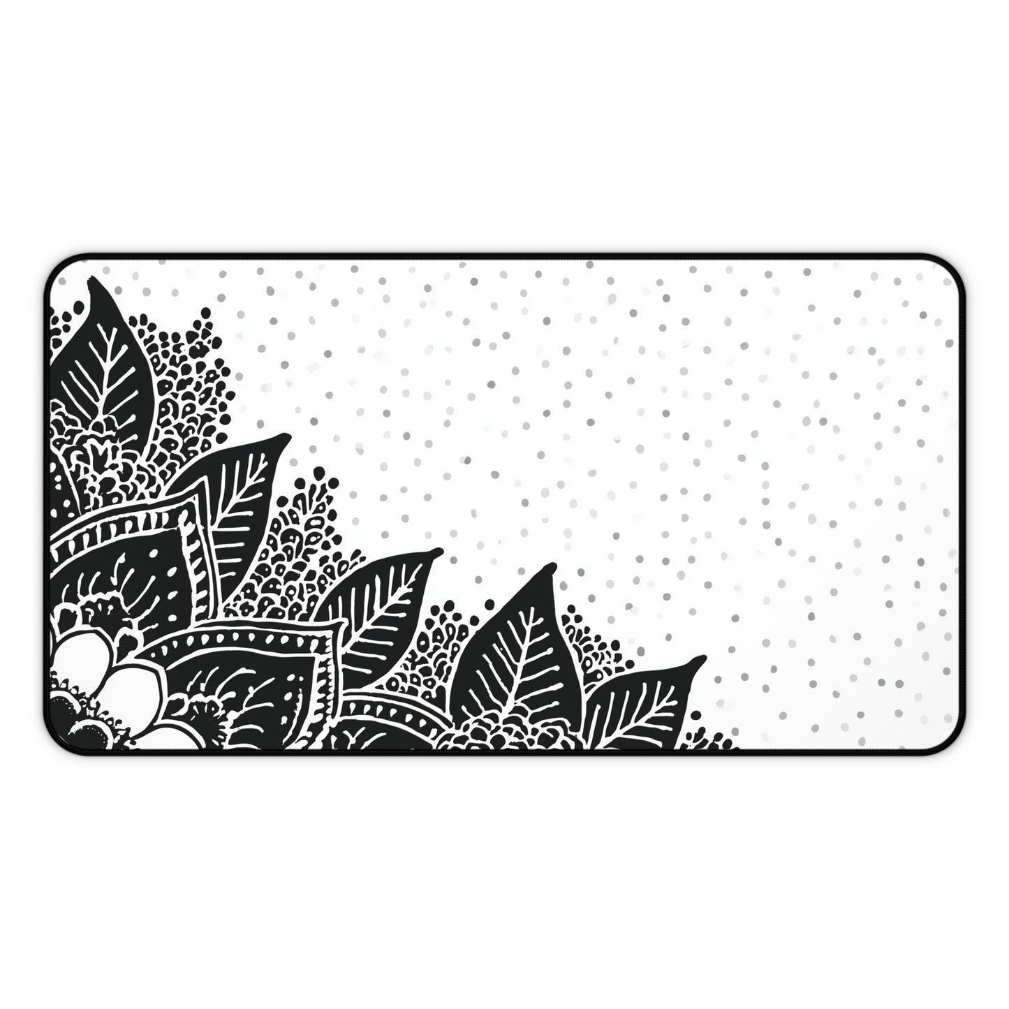 Henna Mandala Desk Mat: Black & White Boho Design