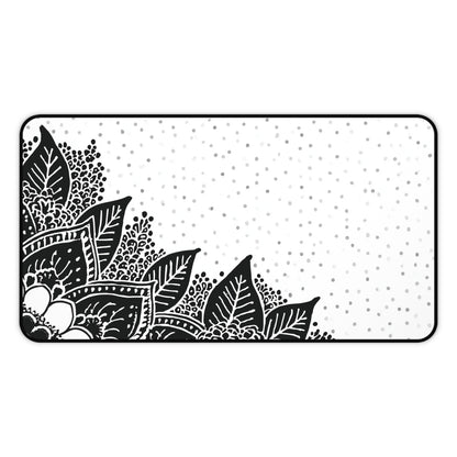 Henna Mandala Desk Mat: Black & White Boho Design