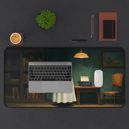 Ghost Writer Desk Mat: Cozy Study Halloween Illustration
